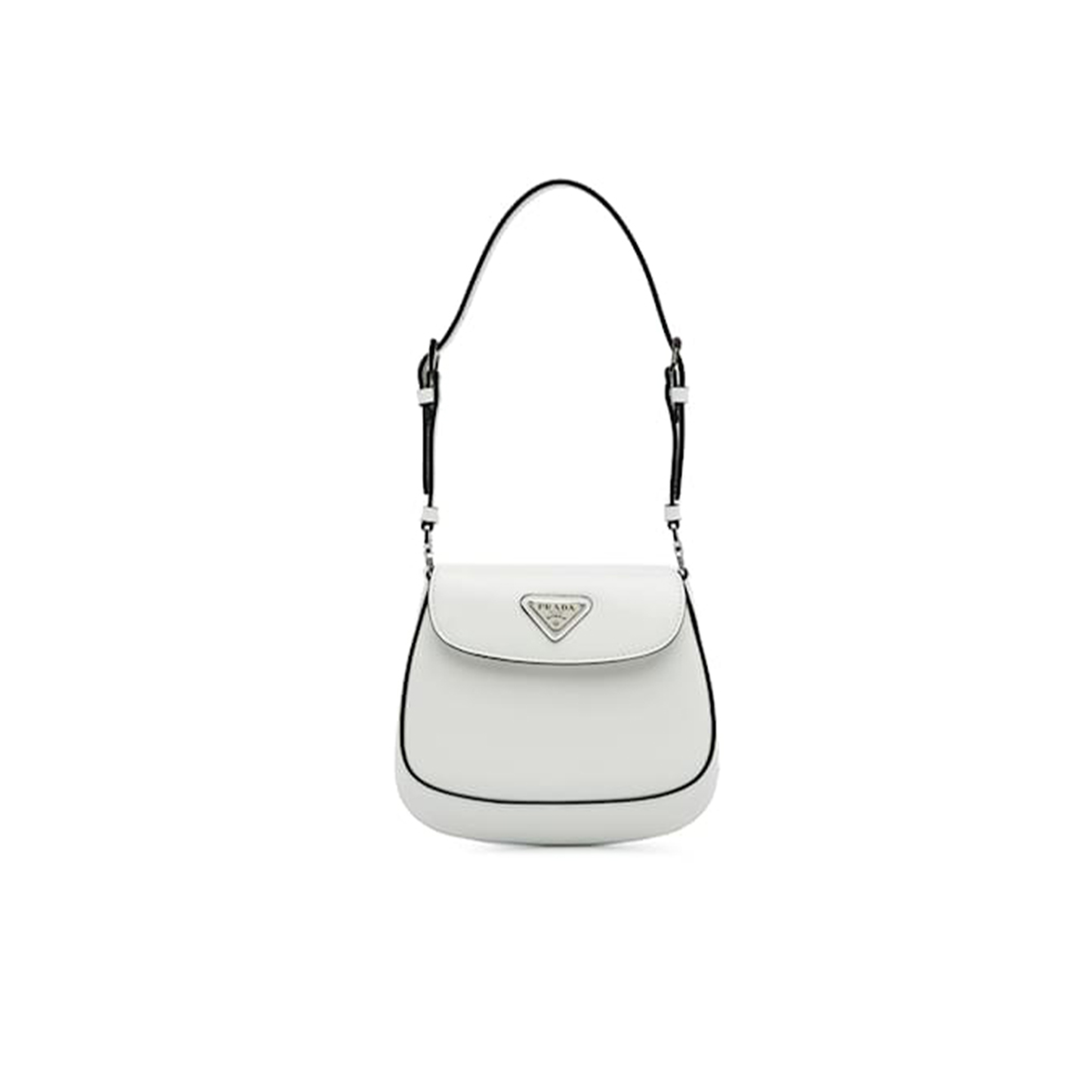 PRADA WHITE MINI SPAZZOLATO CLEO CROSSBODY BAG 1BH188 (17*14.5*3cm)